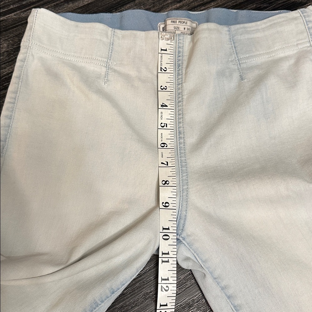 Free People Drapey Aline Flare High Rise Light Blue Pull On Stretch Jeans, 30 - Picture 5 of 12